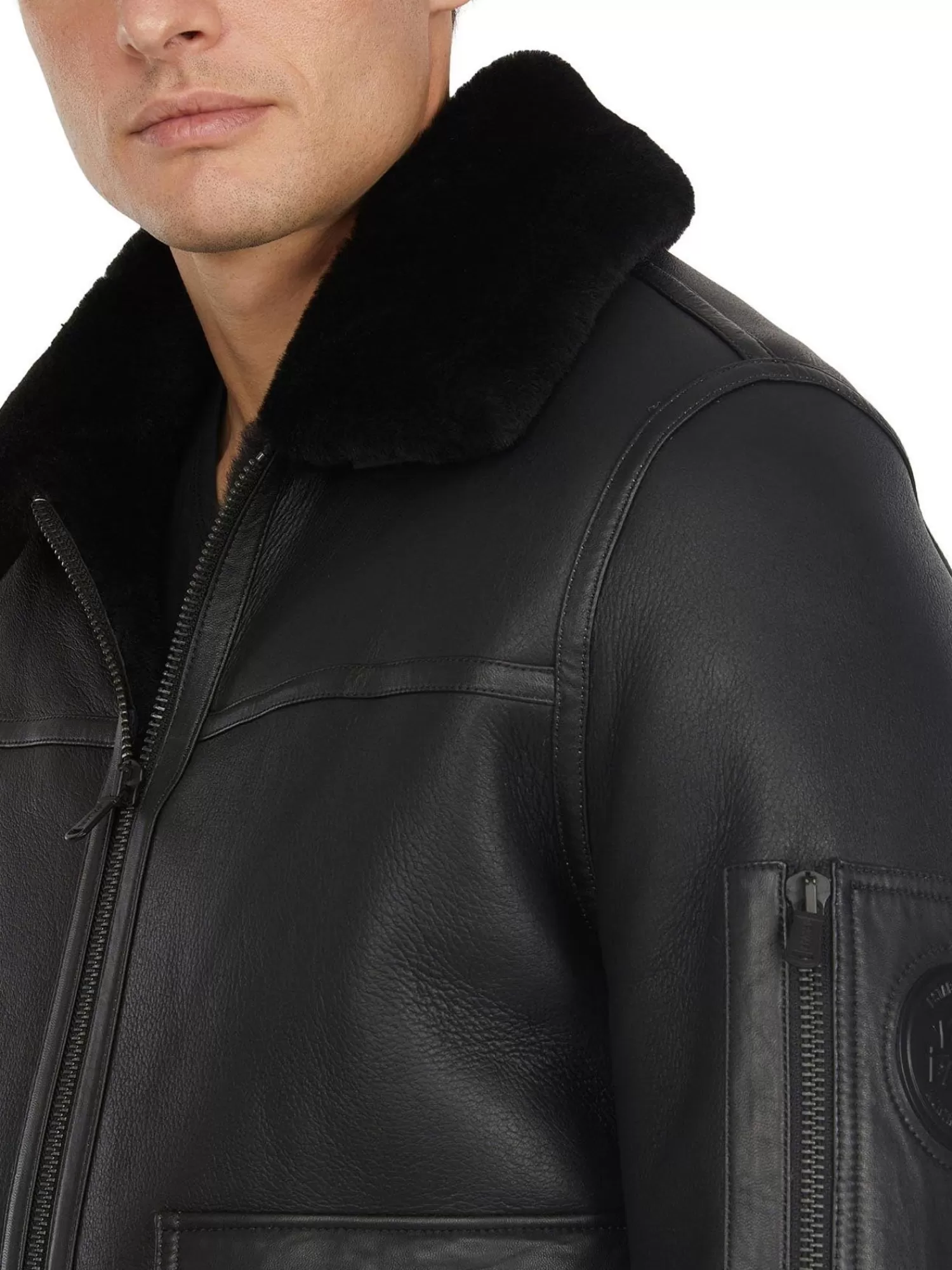 Pajar Bombers<Heritage Aviator Blouson En Peau De Mouton Pour Hommes Noir/Noir