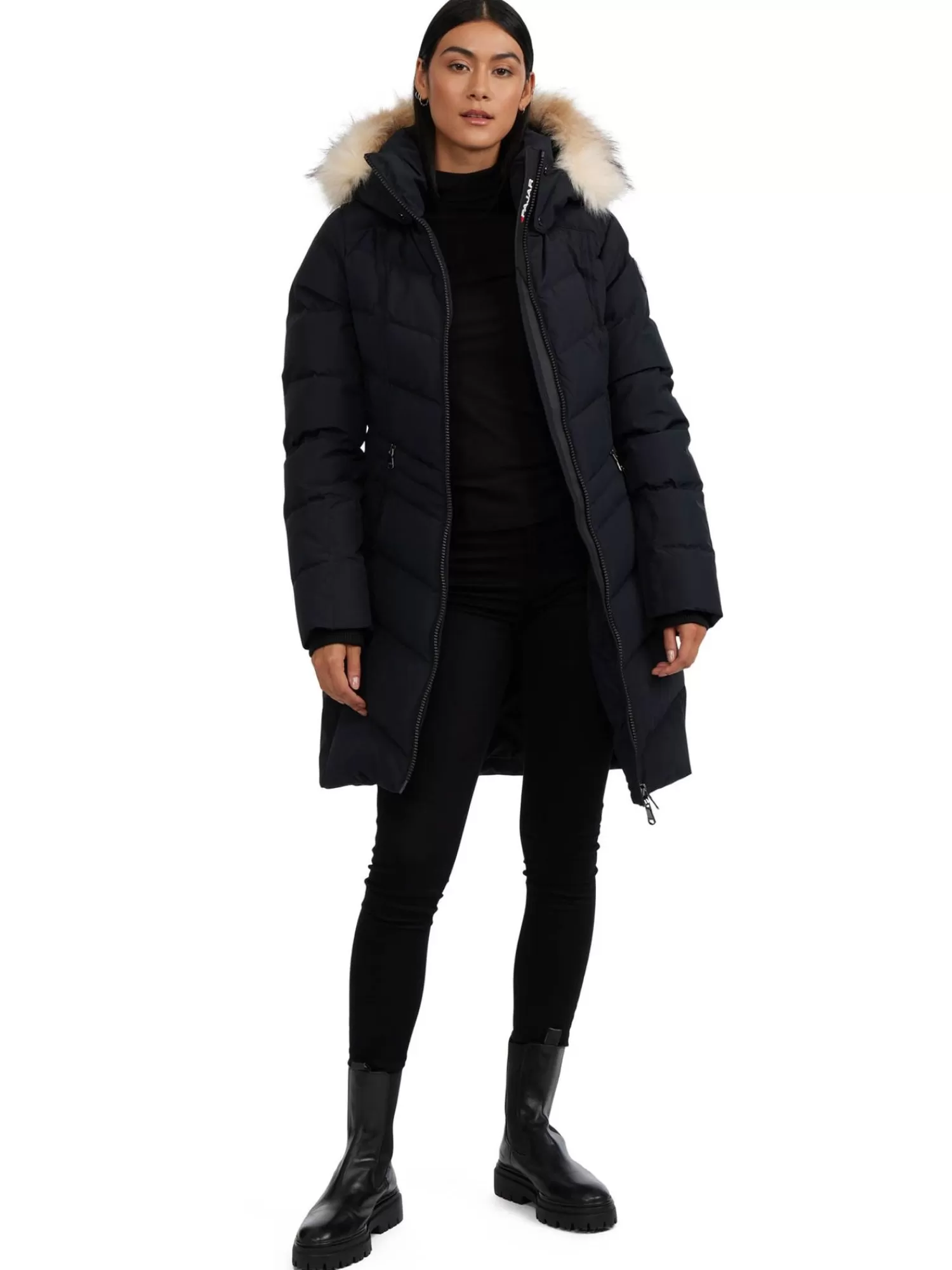Pajar Matelassés<January Manteau Matelasse Pour Femmes Avec Fausse Fourrure Noir