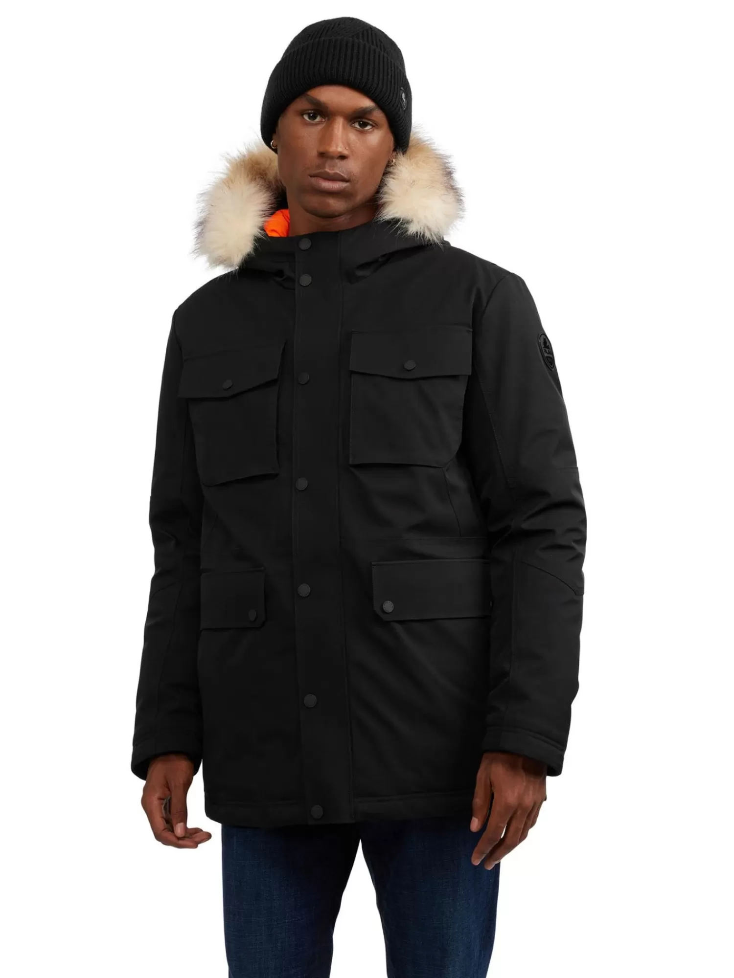 Pajar Parkas<Soren Parka Pour Hommes Avec Contour En Fausse Fourrure Noir