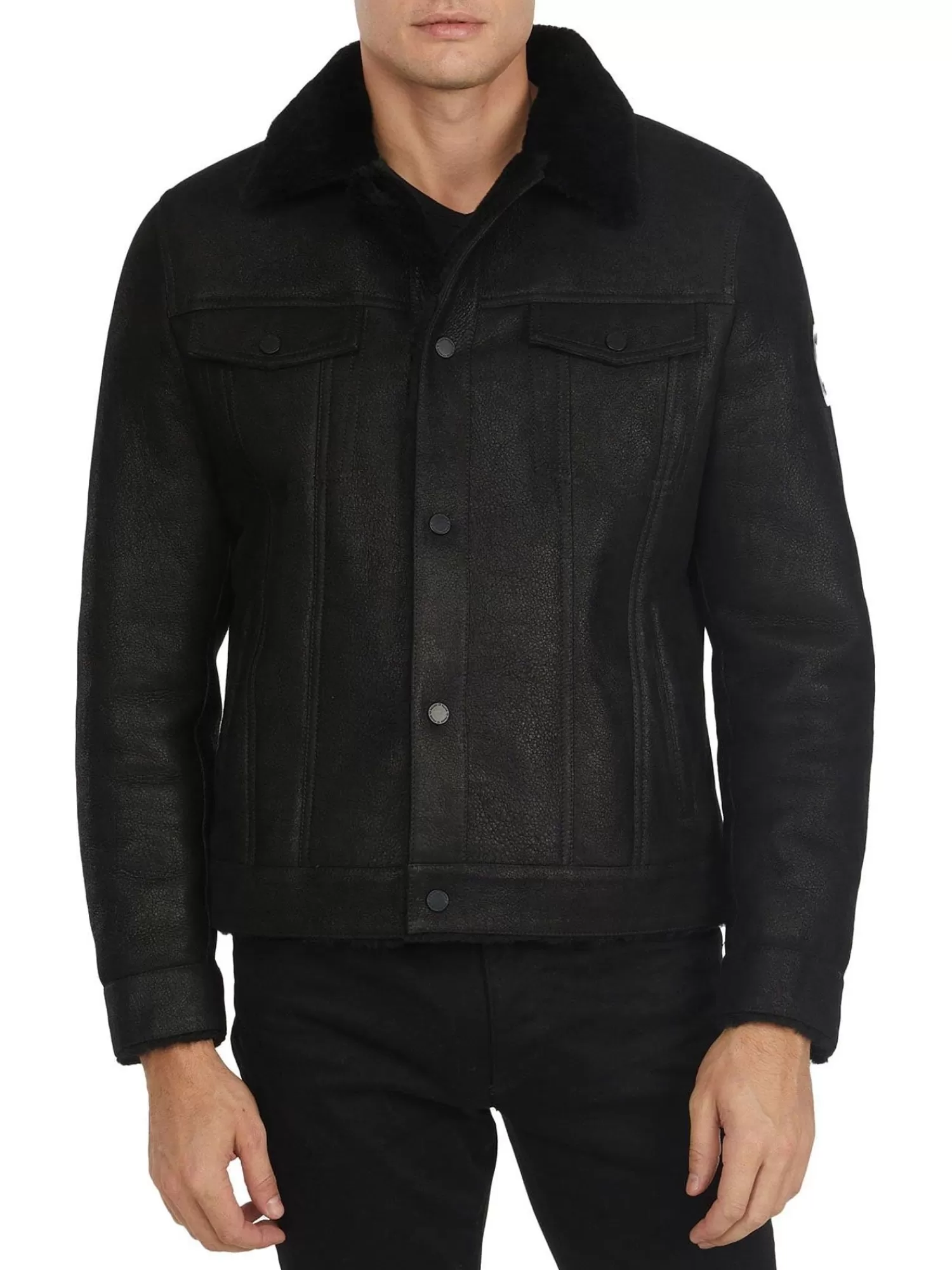 Pajar Bombers<Trucker Manteau En Peau De Mouton Pour Hommes Noir