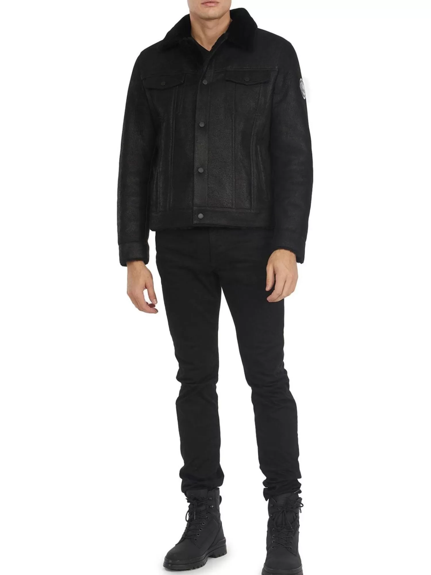 Pajar Bombers<Trucker Manteau En Peau De Mouton Pour Hommes Noir